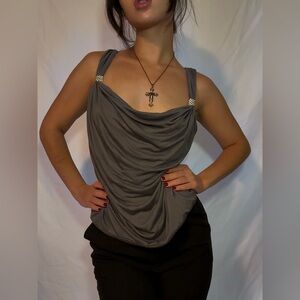 Guess Elegant Gray Draped Blouse